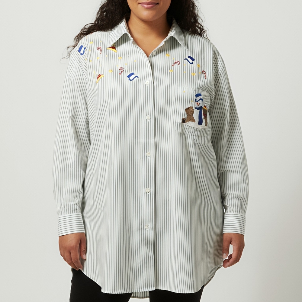 Vintage Karen Scott Holiday Button-Up Shirt – Size XL